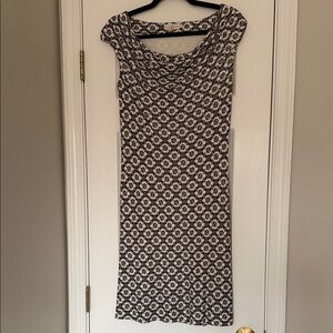 Tory Burch Black and Cream Floral Midi Dress